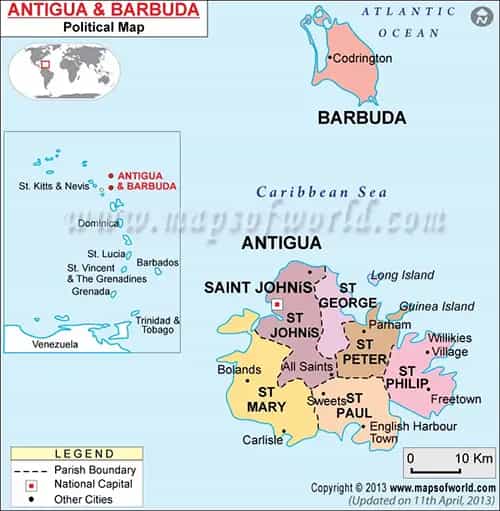 What is the average IQ score in Antigua and Barbuda? And Parish/Dependency-wise Intelligence Overview.