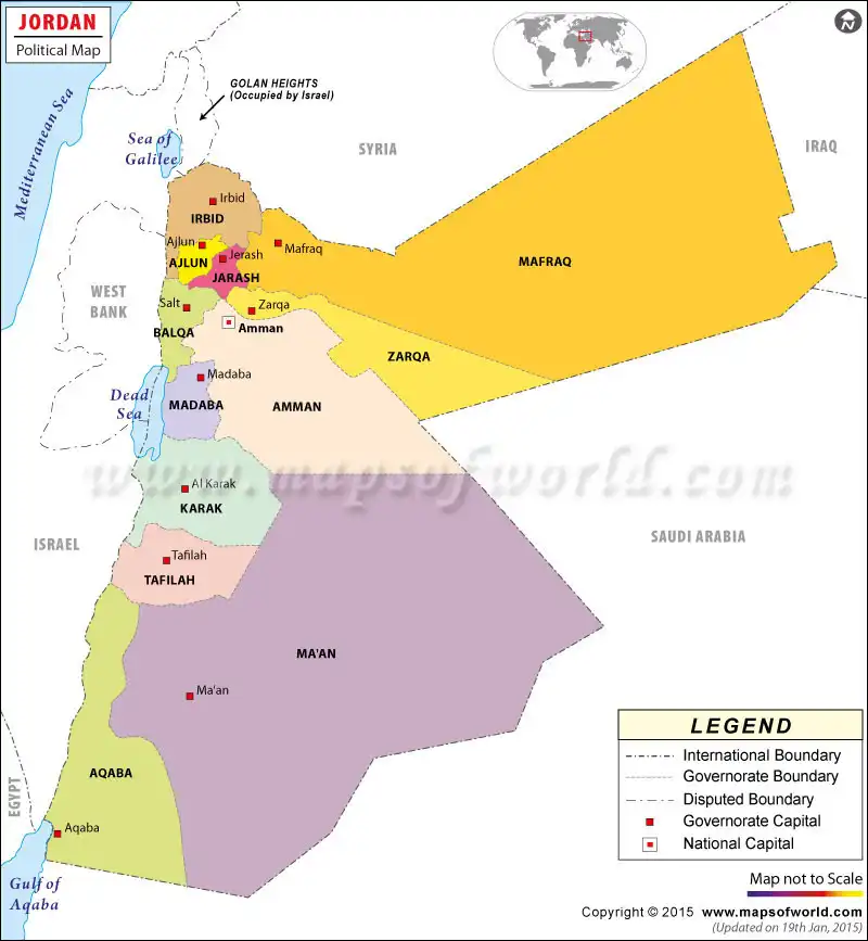 What is the average IQ score in Jordan? And Governorate-wise Intelligence Overview.