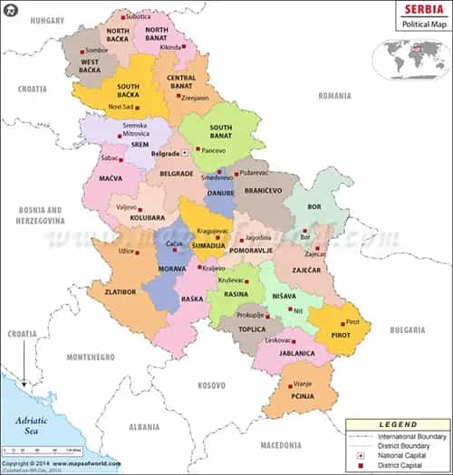 What is the average IQ score in Serbia? And District-wise Intelligence Overview.