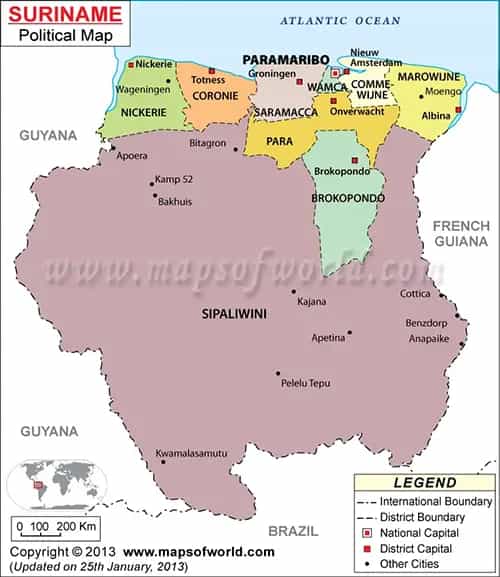 What is the average IQ score in Suriname? And District-wise Intelligence Overview.
