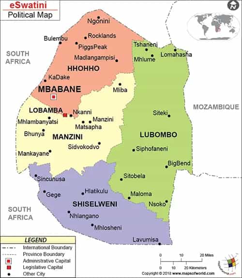 What is the average IQ score in Eswatini? And Region-wise Intelligence Overview.