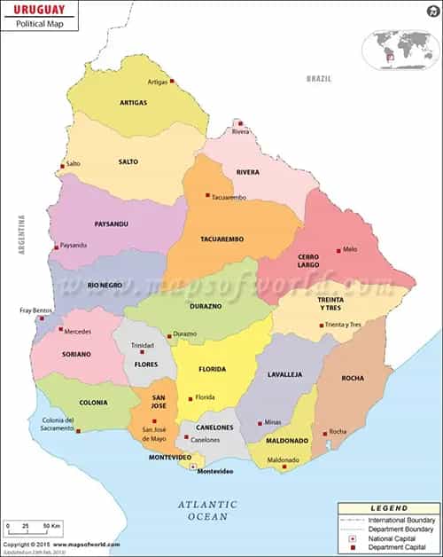 What is the average IQ score in Uruguay? And Department-wise Intelligence Overview.