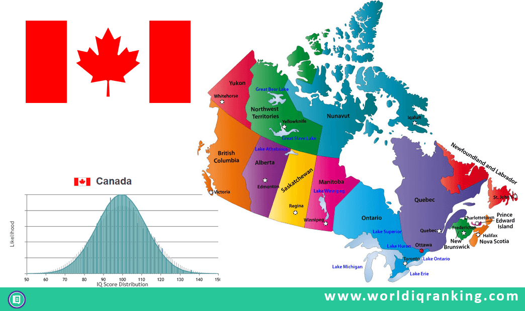 What's the average IQ score in Canada? Province wise List.